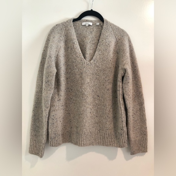 Cream Beige Vince Sweater V Neck Wool Alpaca Small - Picture 4 of 8